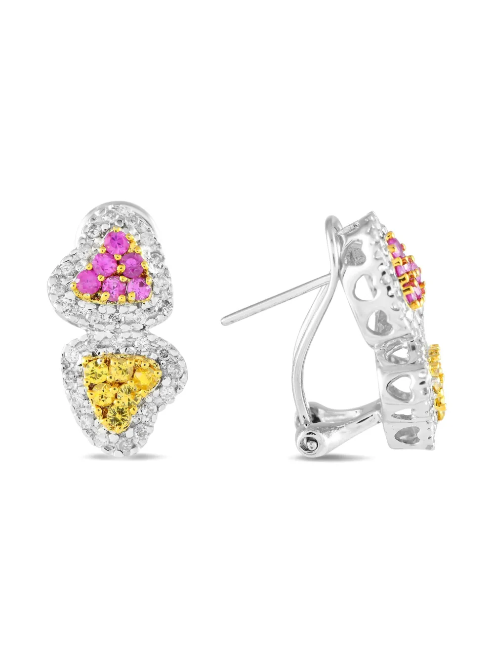 LB Exclusive 14kt white gold Heart sapphire earrings | Pre-Owned | Image 2