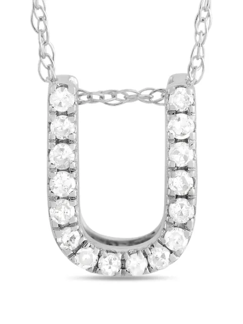LB Exclusive pre-owned 14K white gold Initial U diamond necklace
