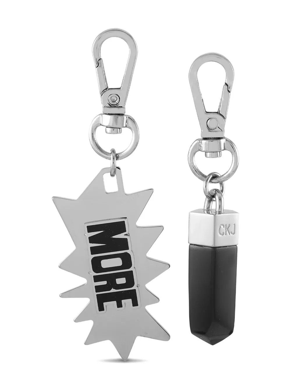Pre-owned Calvin Klein Downtown Stainless Steel Charm (set Of Two) In Silver