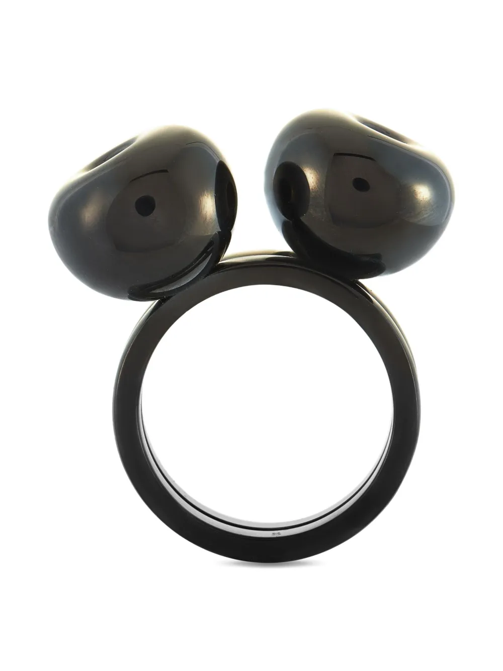 Pre-owned Swatch Vintage Swatch Cerasuml Double Sphere Ring In Black