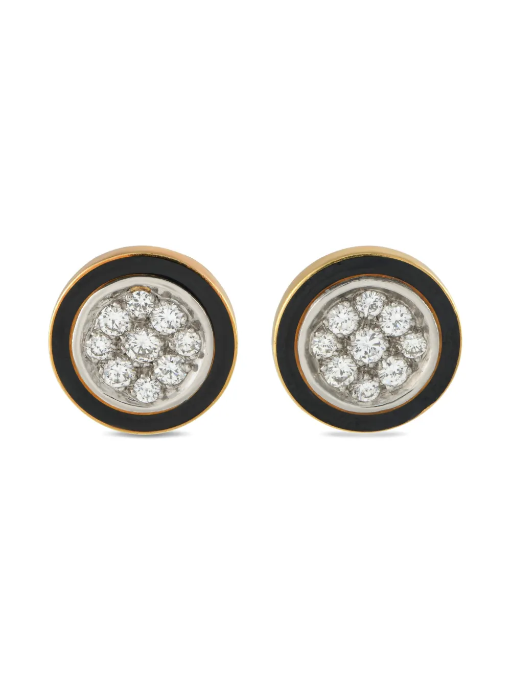18K yellow gold diamond and enamel clip-on earrings