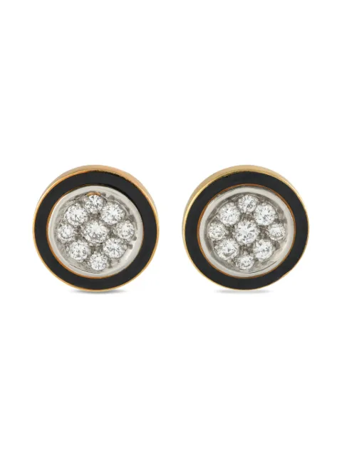LB Exclusive 18K yellow gold diamond and enamel clip-on earrings