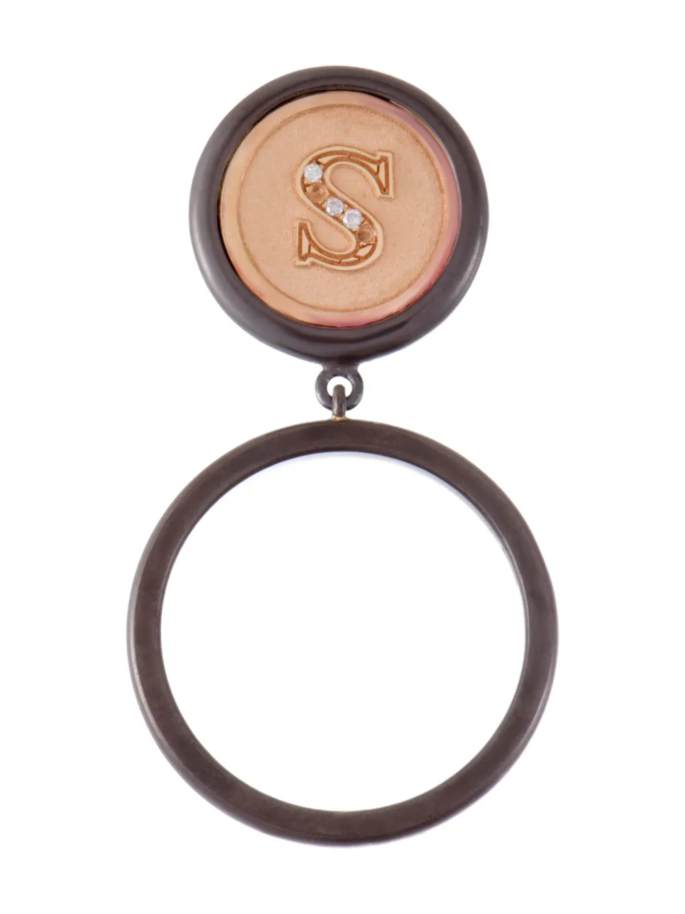 Pre-owned Luca Carati 18k Rose Gold Diamond Ring In Brown