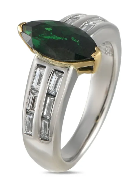 LB Exclusive platinum and 18K yellow gold tsavorite and diamonds ring