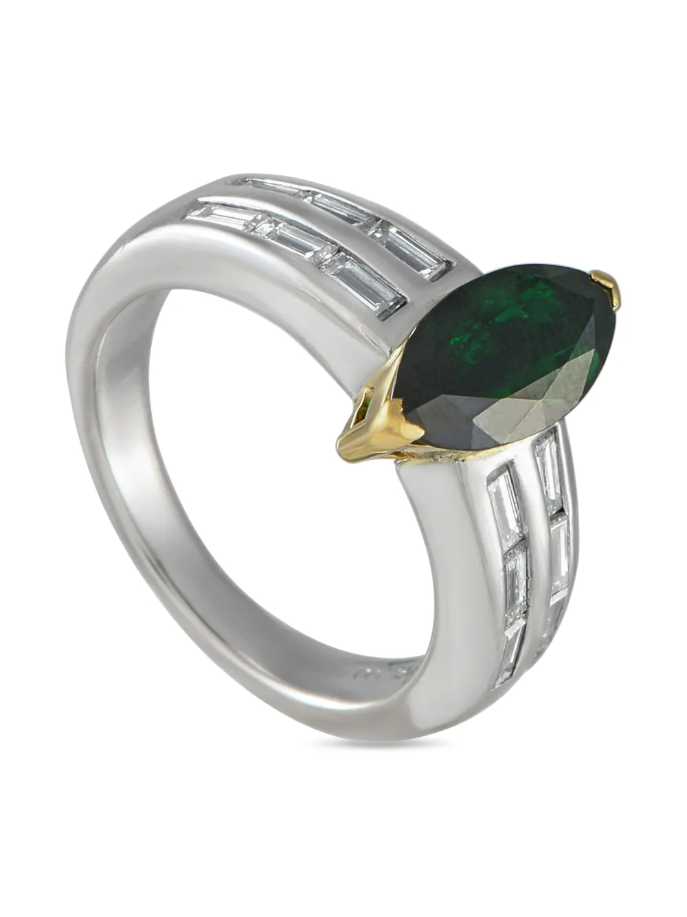 LB Exclusive platinum and 18K yellow gold tsavorite and diamonds ring | Pre-Owned | Image 2