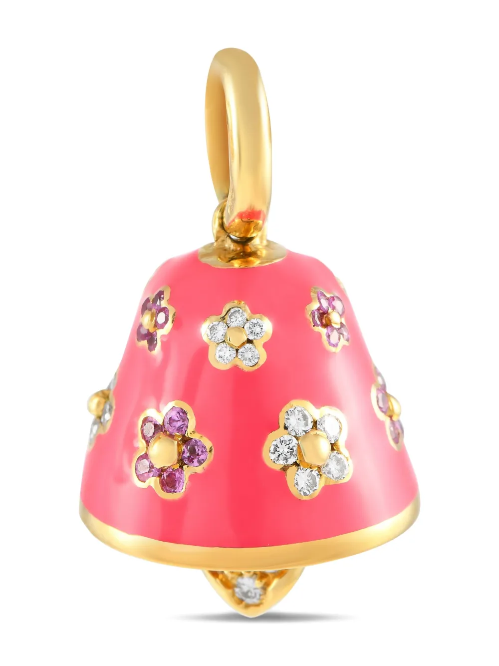 Aaron Basha 18K yellow gold Bell diamond and sapphire charm - ゴールドトーン Aaron Basha 18K yellow gold Bell diamond and sapphire charm - ゴールドトーン