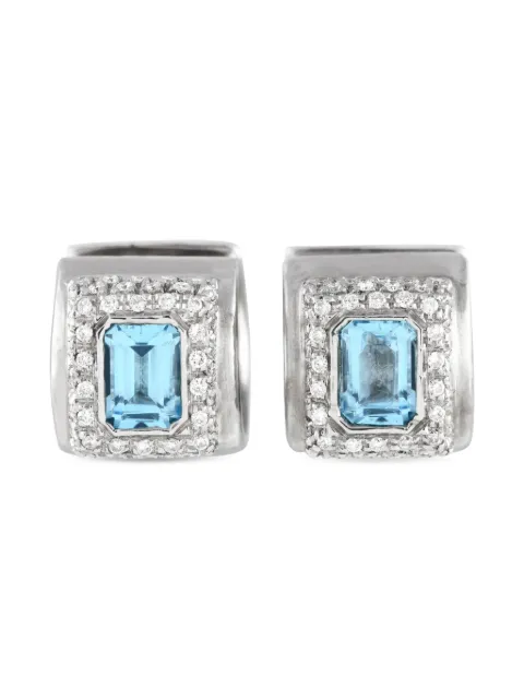 Roberto Coin Pre-Owned aretes estilo huggie Aquamarine en oro blanco de 18kt