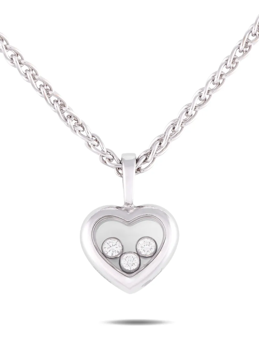 18kt white gold heart diamond necklace