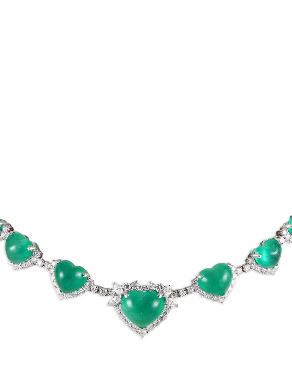 Heart emerald and diamond necklace