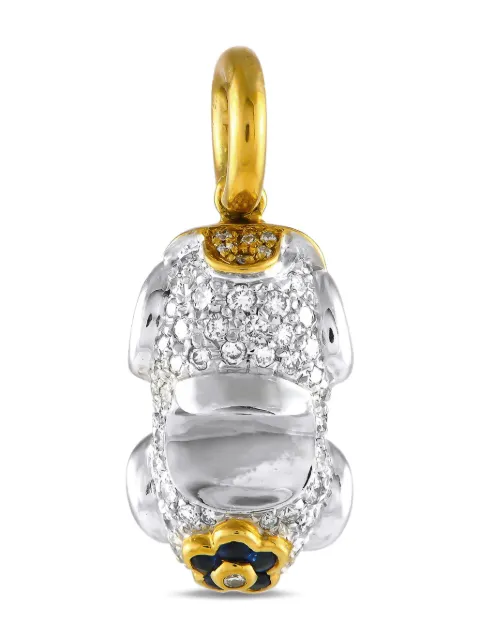 Aaron Basha 18K yellow and white gold Car diamond and sapphire charm
