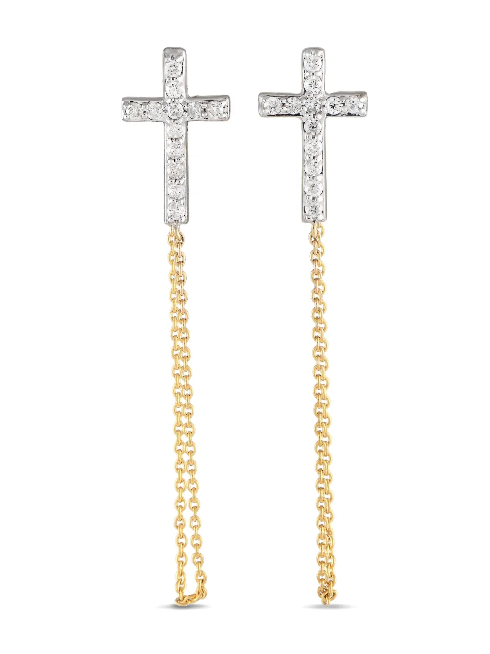 10K yellow gold Cross diamond earrings