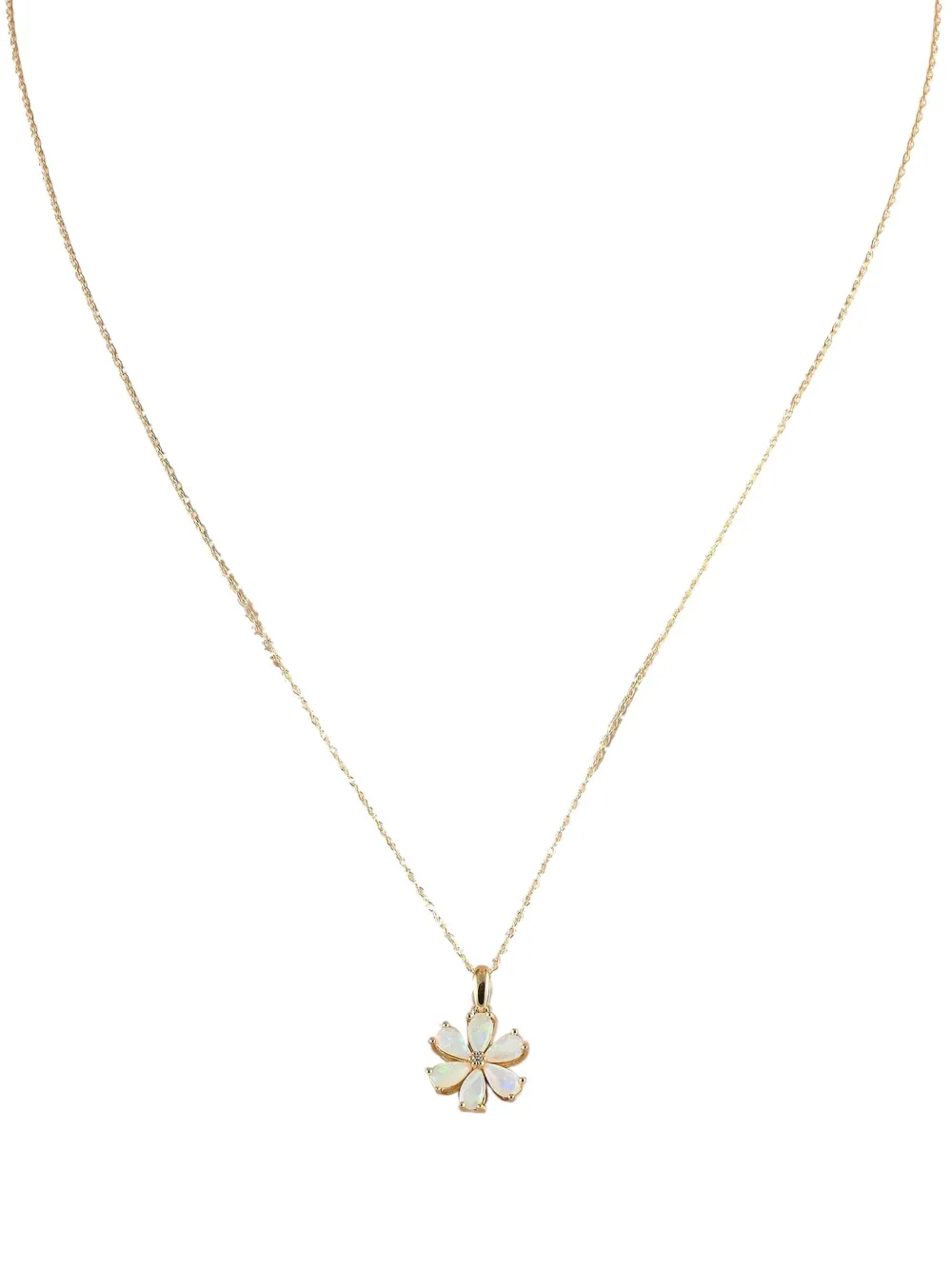 14K yellow gold Flower opal and diamond necklace