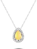LB Exclusive 14K white gold diamond and opal necklace - Silver
