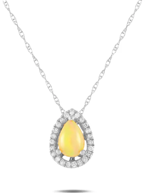 LB Exclusive collar en oro blanco de 14kt con diamante y ópalo
