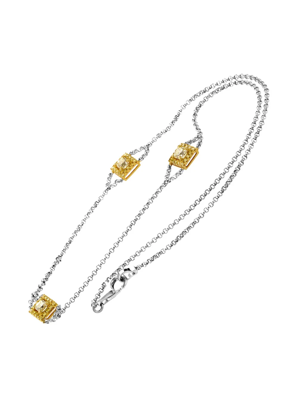 Pre-owned Lb Exclusive 18k Multi-tone Gold Diamond Necklace In Silver