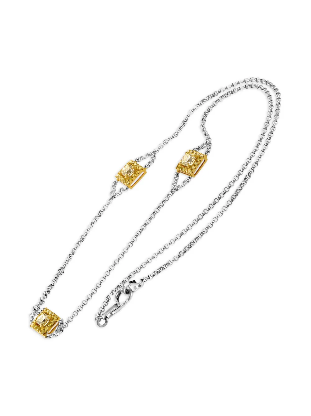 18K multi-tone gold diamond necklace