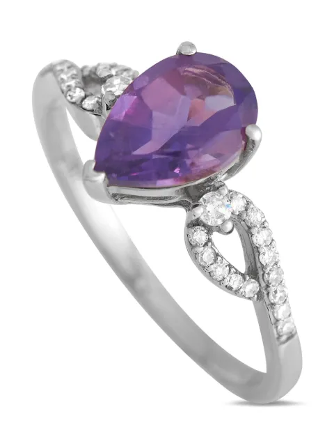 LB Exclusive 14K white gold diamond and amethyst ring
