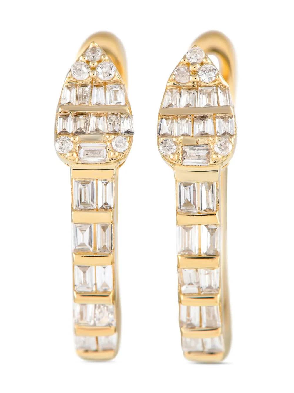 14K yellow gold diamond huggie earrings