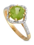 LB Exclusive 14K yellow gold Quatrefoil diamond and peridot ring