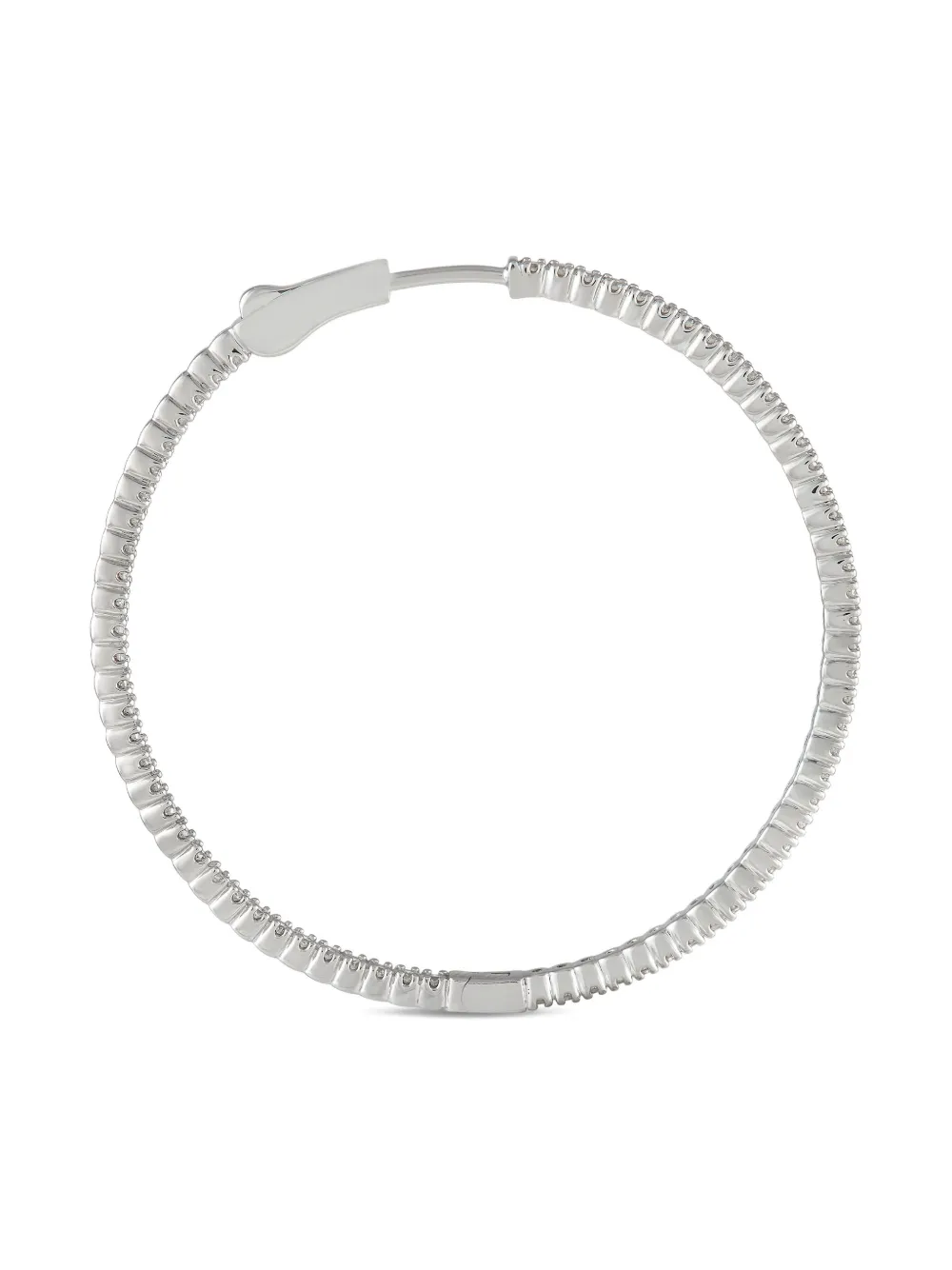 14K white gold diamond hoop earrings