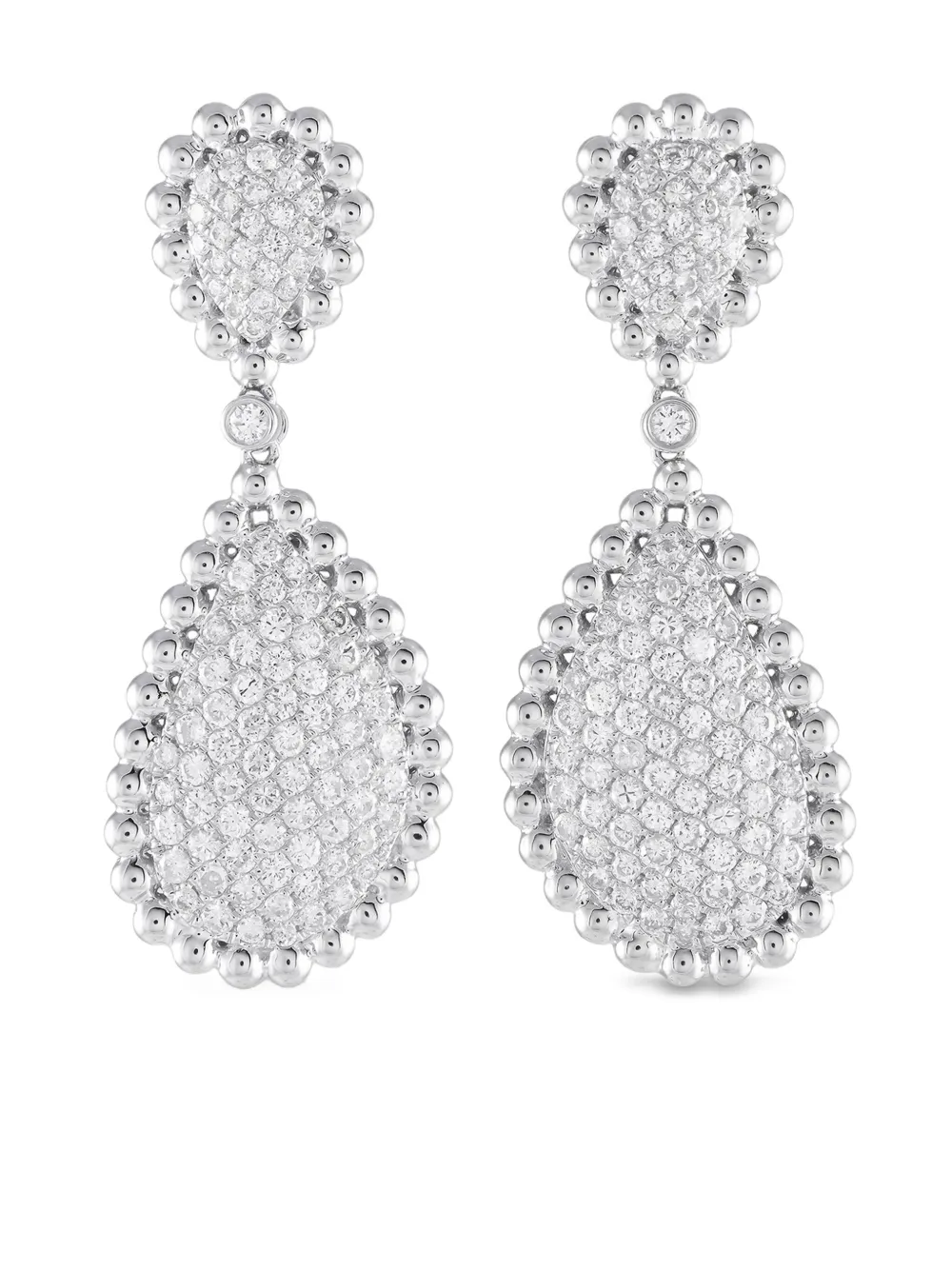 18K white gold diamond dangle earrings