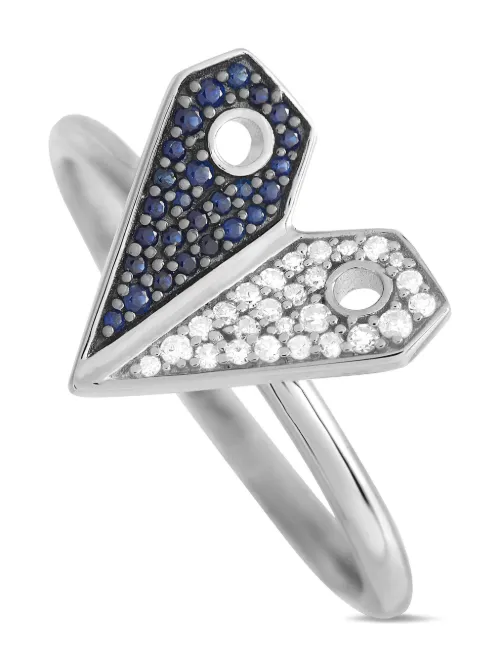Bague Heart en or blanc 14ct sertie de diamant et de saphir - LB Exclusive - Modalova