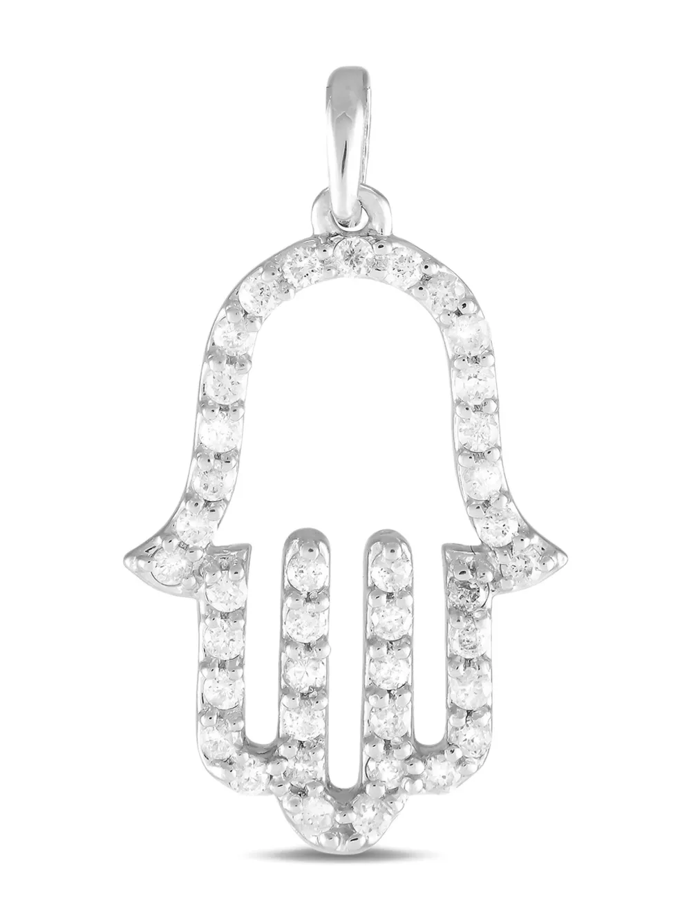 14K white gold Hamsa diamond pendant