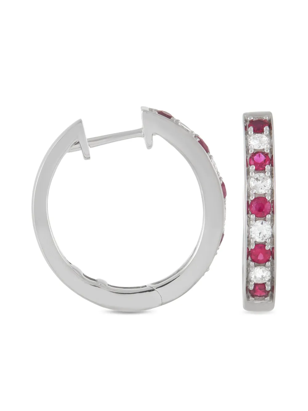LB Exclusive 14K white gold diamond and ruby earrings | Image 2