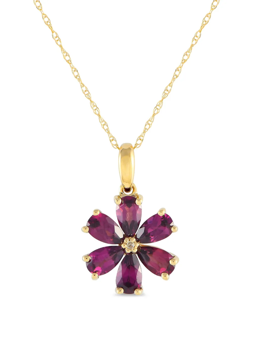 LB Exclusive Flower ダイヤモンド&ロードライト ネックレス 14Kイエローゴールド - ゴールドトーン LB Exclusive Flower ダイヤモンド&ロードライト ネックレス 14Kイエローゴールド - ゴールドトーン
