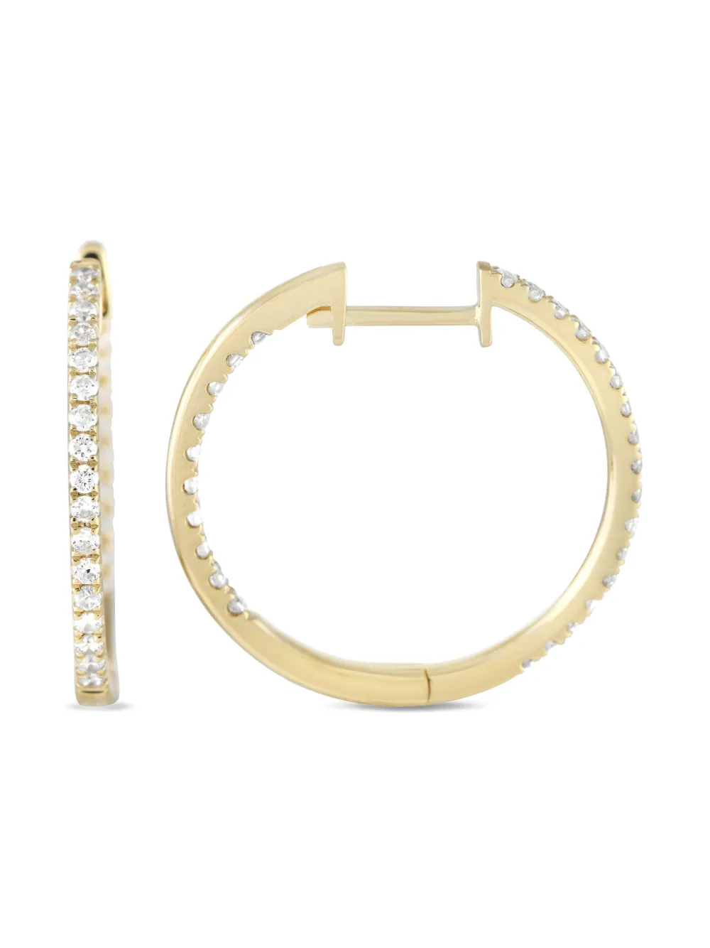 14K yellow gold Inside-Out diamond hoop earrings