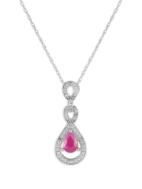 LB Exclusive 14K white gold diamond and ruby necklace PD4-16318WRU