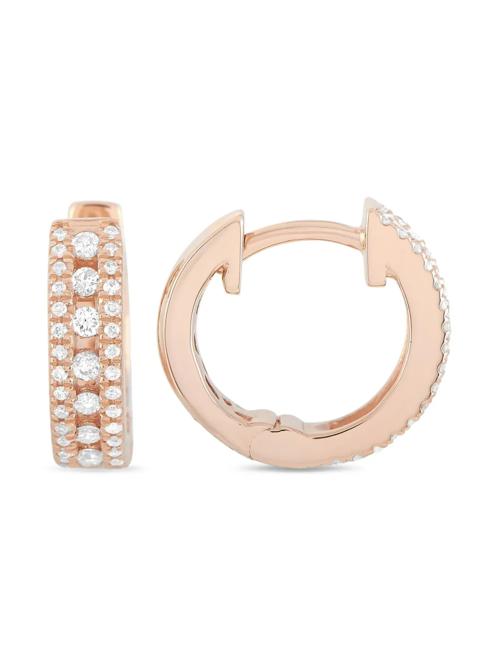 LB Exclusive 14K rose gold diamond huggie earrings | Pre-Owned | Image 2