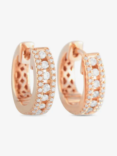 LB Exclusive 14K rose gold diamond huggie earrings