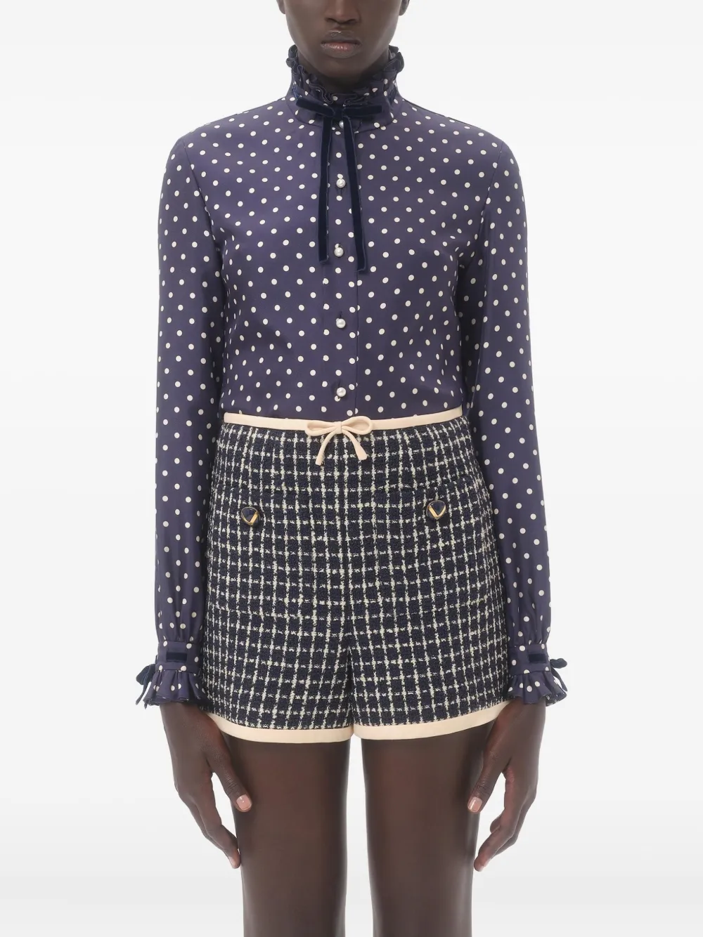 Valentino Garavani Twill blouse met Plus de Pois-print Blauw