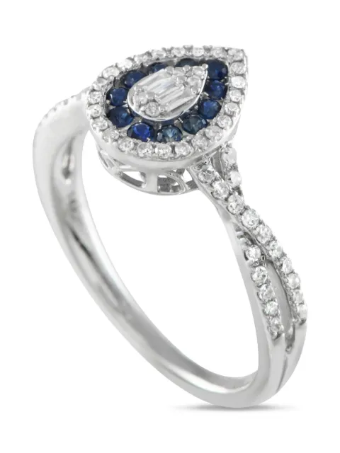 LB Exclusive 14K white gold diamond and sapphire ring