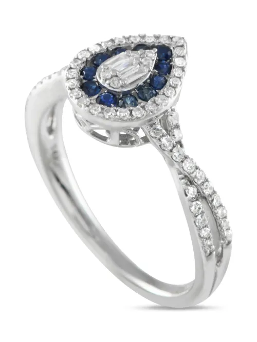 Bague en or blanc 14ct sertie de diamants et de saphirs - LB Exclusive - Modalova