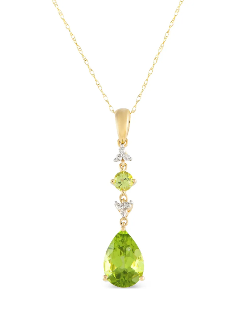 LB Exclusive 14K yellow gold peridot and diamond pendant necklace - LB Exclusive 14K yellow gold peridot and diamond pendant necklace -