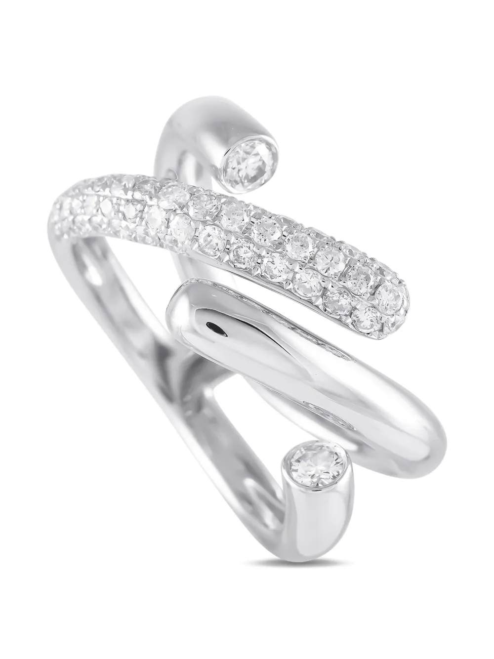 LB Exclusive 18K white gold diamond open ring - ゴールドトーン LB Exclusive 18K white gold diamond open ring - ゴールドトーン