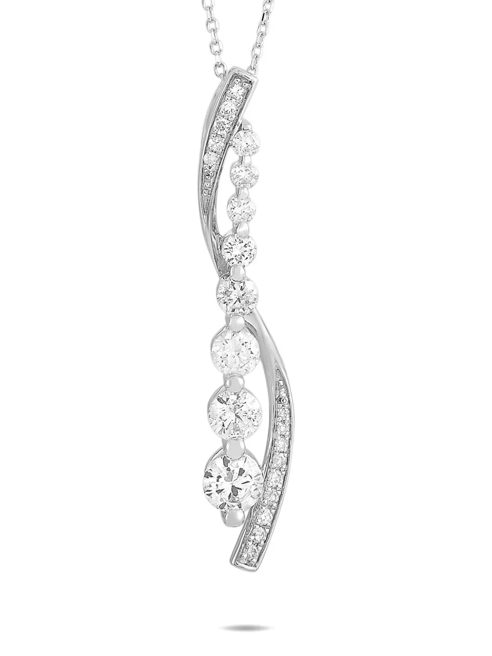 LB Exclusive 14K white gold diamond necklace | White | Image 1