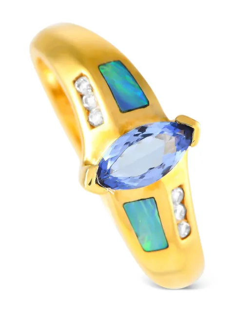 LB Exclusive anillo en oro amarillo de 14kt con diamante y tanzanita de archivo 