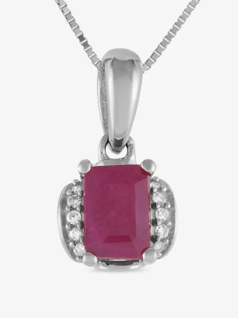 LB Exclusive 14K white gold diamond and ruby necklace