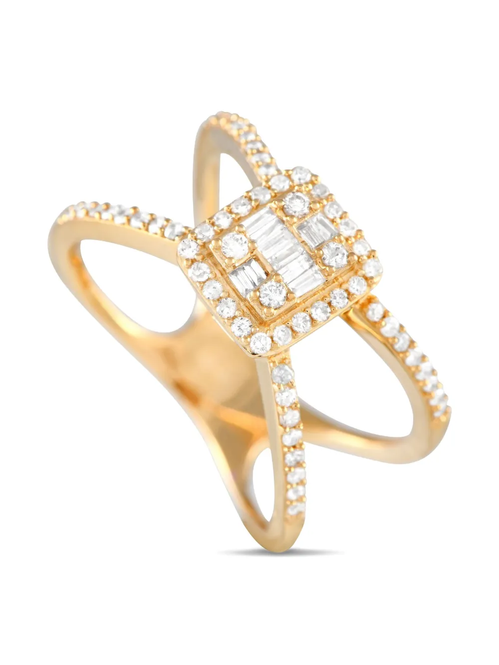 LB Exclusive 14K yellow gold Split Shank diamond ring - ゴールドトーン LB Exclusive 14K yellow gold Split Shank diamond ring - ゴールドトーン