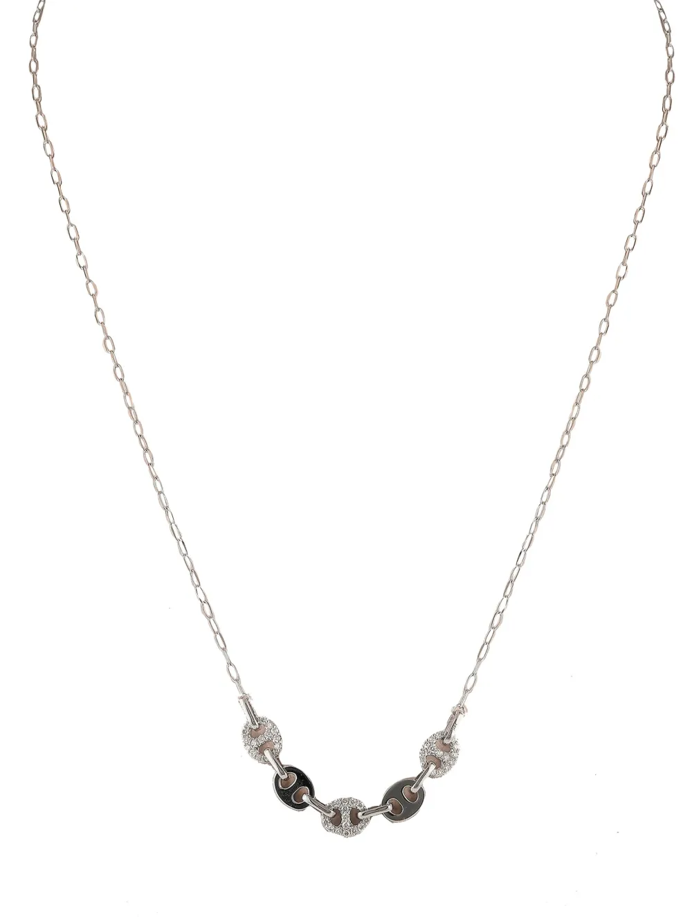 LB Exclusive 14K white gold circular motif diamond necklace | Silver | Image 1