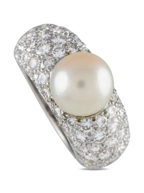 Cartier 18K white gold Juliette diamond and pearl ring
