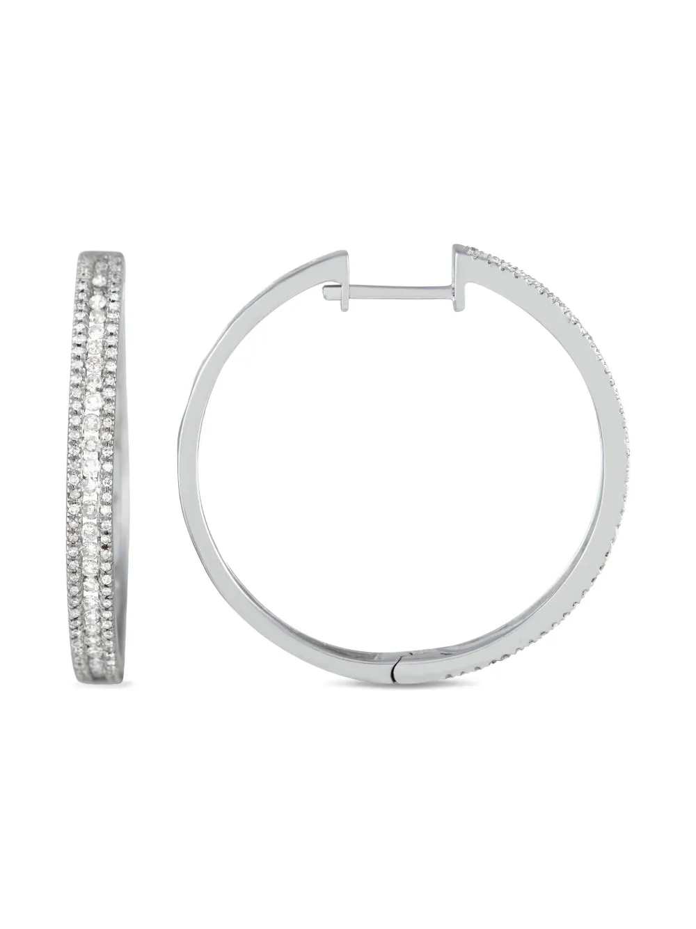 LB Exclusive 14K white gold diamond hoop earrings - シルバートーン LB Exclusive 14K white gold diamond hoop earrings - シルバートーン