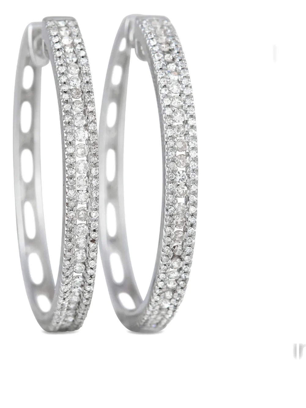 LB Exclusive 14K white gold diamond hoop earrings | Image 2