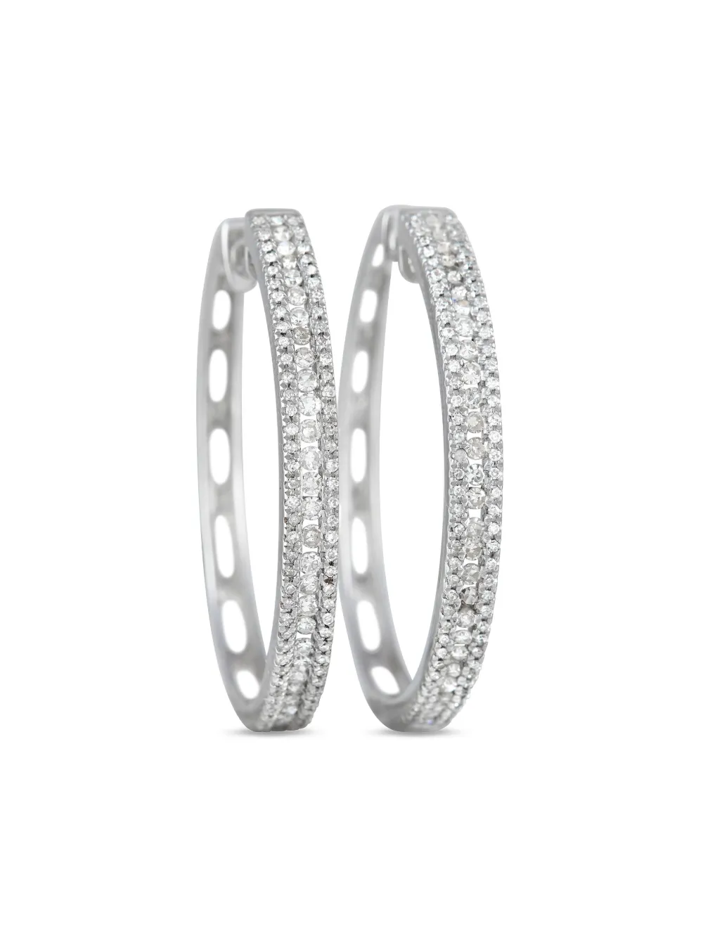 LB Exclusive 14K white gold diamond hoop earrings - シルバートーン LB Exclusive 14K white gold diamond hoop earrings - シルバートーン