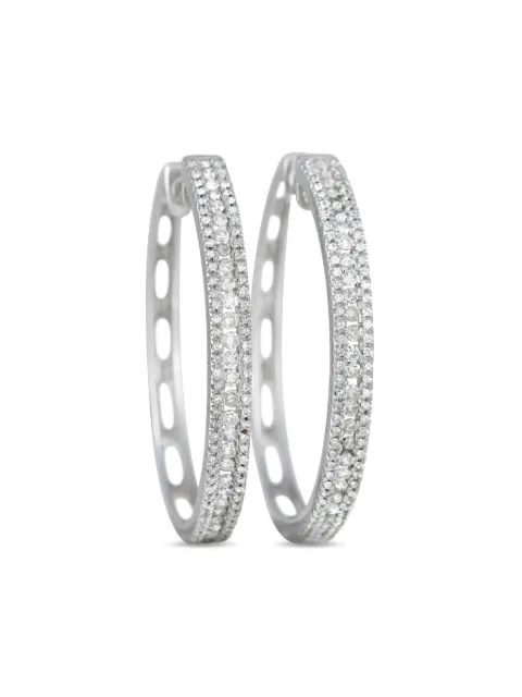 LB Exclusive 14K white gold diamond hoop earrings