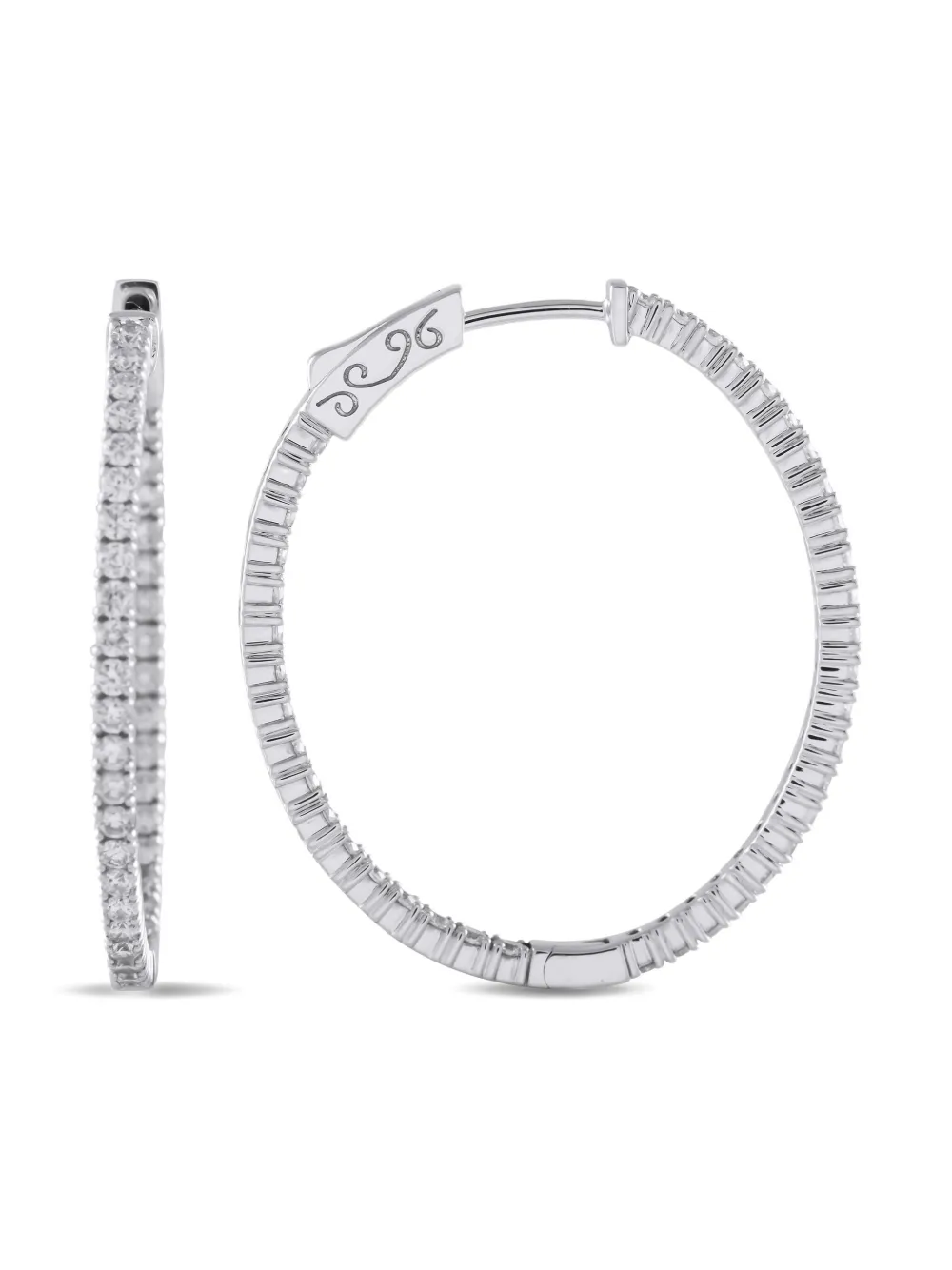 LB Exclusive 14K white gold diamond hoop earrings | Image 2