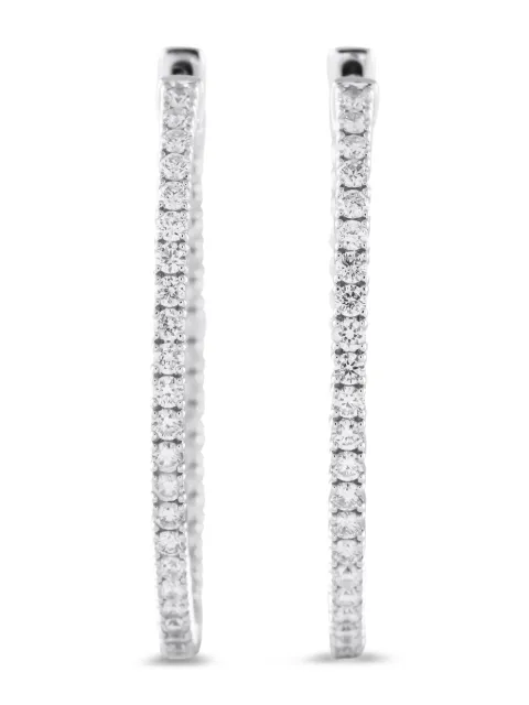 LB Exclusive 14K white gold diamond hoop earrings